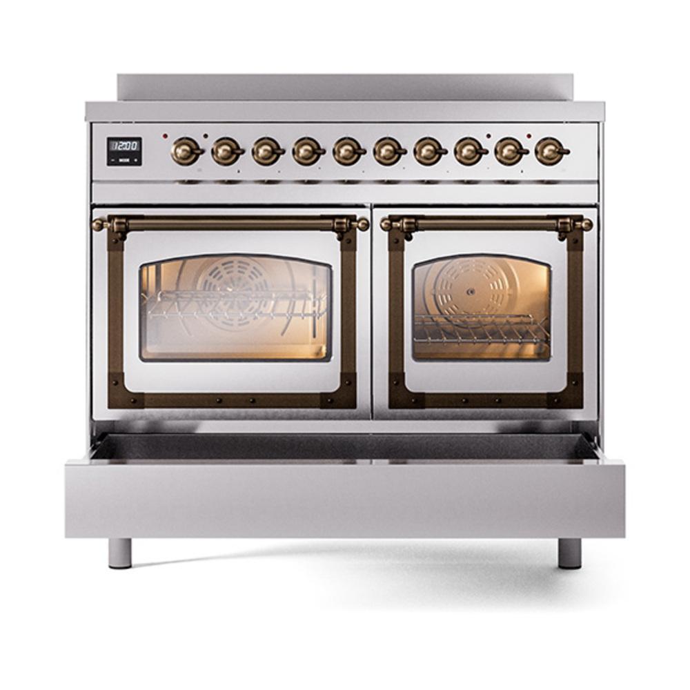 Ilve UNDI406NMPSSB Ilve Undi406Nmpssb Nostalgie Ii Noblesse 40" Induction Range (Triple Glass Door, Stainless Steel, Burnished)