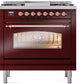 Ilve UP36FNMPBUP Nostalgie Ii 36 Inch Dual Fuel Natural Gas Freestanding Range In Burgundy With Copper Trim