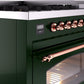 Ilve UP48FNMPEGPLP Nostalgie Ii 48 Inch Dual Fuel Liquid Propane Freestanding Range In Emerald Green With Copper Trim