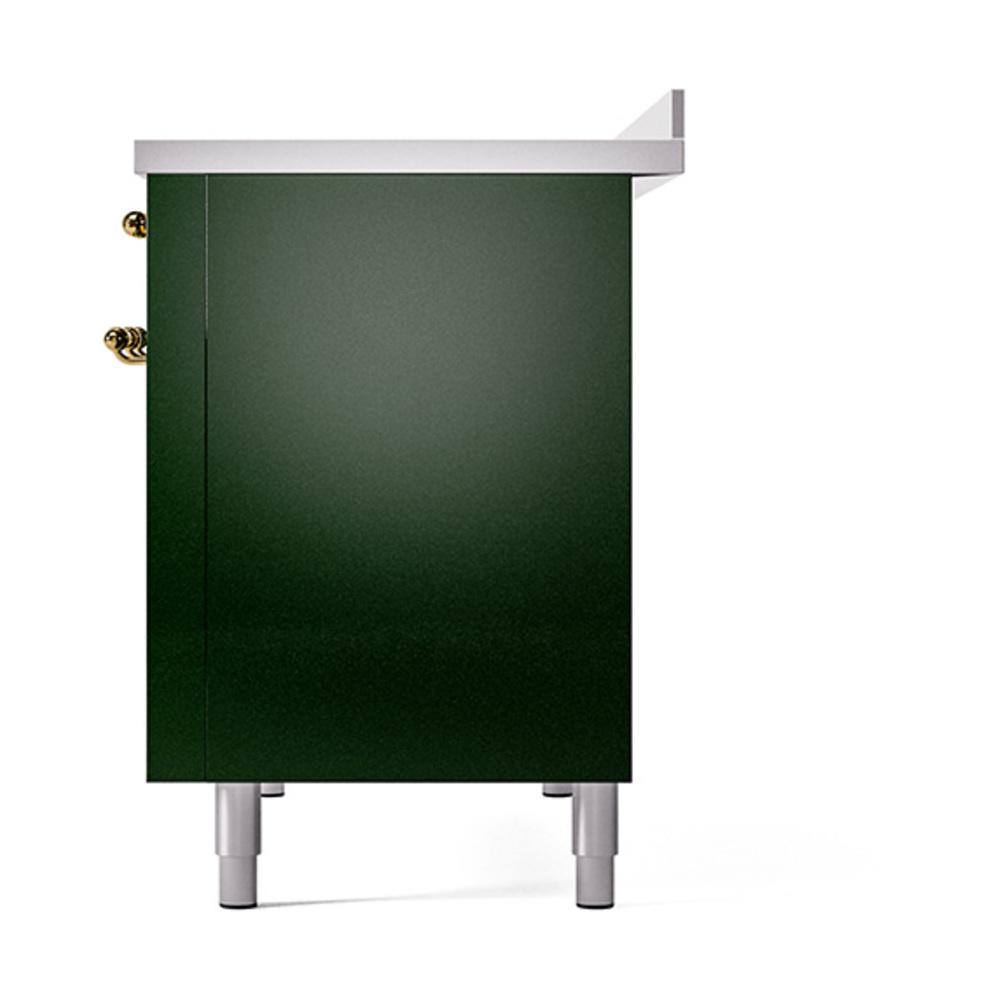 Ilve UNI486QNMPEGG Ilve Uni486Qnmpegg Nostalgie Ii Noblesse 48" Induction Range (Solid Door, Emerald Green, Brass)