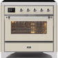 Ilve UMI09NS3AWC Majestic Ii 36 Inch Electric Freestanding Range In Antique White With Chrome Trim