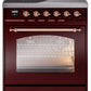 Ilve UPI304NMPBUP Nostalgie Ii 30 Inch Electric Freestanding Range In Burgundy With Copper Trim