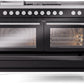 Ilve UP60FSWMPBK Professional Plus Ii 60 Inch Dual Fuel Natural Gas Freestanding Range In Glossy Black With Trim