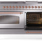 Ilve UP60FNMPSSP Nostalgie Ii 60 Inch Dual Fuel Natural Gas Freestanding Range In Stainless Steel With Copper Trim