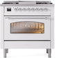 Ilve UP36FNMPWHC Nostalgie Ii 36 Inch Dual Fuel Natural Gas Freestanding Range In White With Chrome Trim