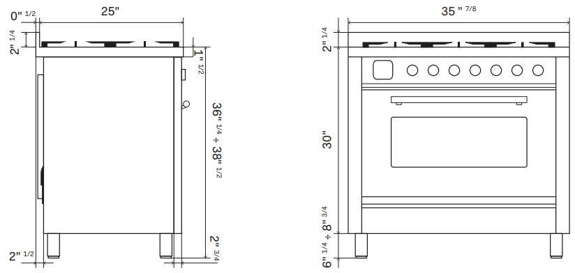 Ilve UP36FWMPSSLP Professional Plus Ii 36 Inch Dual Fuel Liquid Propane Freestanding Range In Stainless Steel With Trim