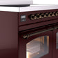 Ilve UPDI406NMPBUB Nostalgie Ii 40 Inch Electric Freestanding Range In Burgundy With Bronze Trim