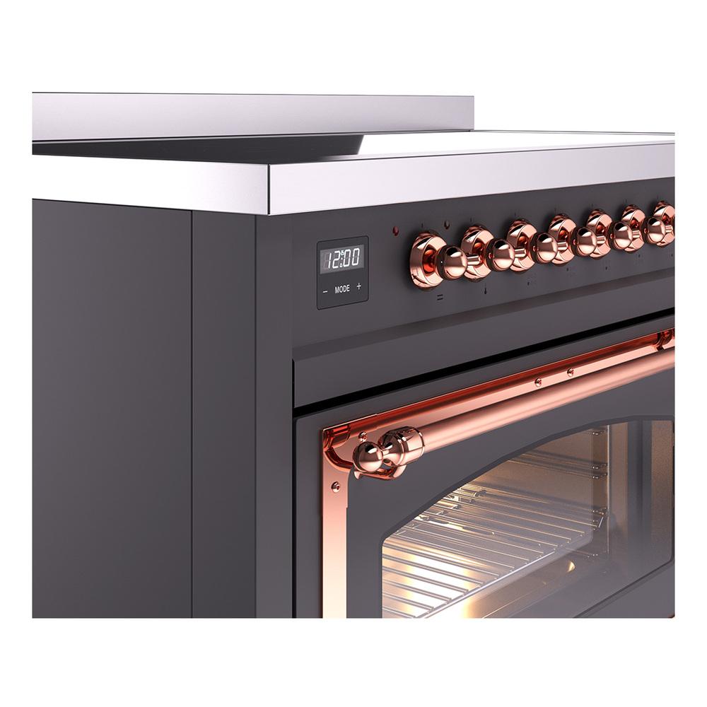 Ilve UNI486NMPMGP Ilve Uni486Nmpmgp Nostalgie Ii Noblesse 48" Induction Range (Triple Glass Door, Graphite Matte, Copper)