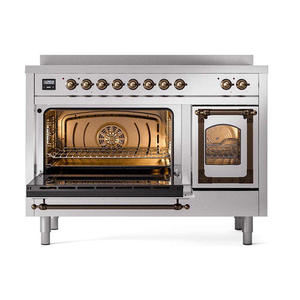 Ilve UNI486NMPSSB Ilve Uni486Nmpssb Nostalgie Ii Noblesse 48" Induction Range (Triple Glass Door, Stainless Steel, Burnished)