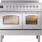 Ilve UPDI406NMPSSC Nostalgie Ii 40 Inch Electric Freestanding Range In Stainless Steel With Chrome Trim