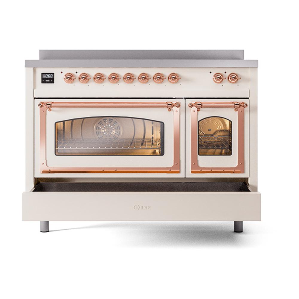 Ilve UNI486NMPAWP Ilve Uni486Nmpawp Nostalgie Ii Noblesse 48" Induction Range (Triple Glass Door, Antique White, Copper)