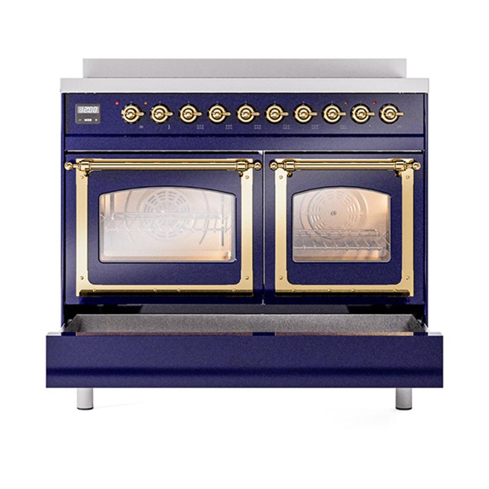 Ilve UNDI406NMPMBG Ilve Undi406Nmpmbg Nostalgie Ii Noblesse 40" Induction Range (Triple Glass Door, Midnight Blue, Brass)