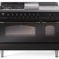 Ilve UP48FSNMPBKBLP Nostalgie Ii 48 Inch Dual Fuel Liquid Propane Freestanding Range In Glossy Black With Bronze Trim