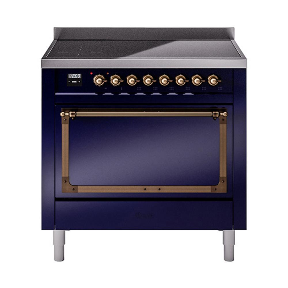 Ilve UNI366QNMPMBB Ilve Uni366Qnmpmbb Nostalgie Ii Noblesse 36" Induction Range (Solid Door, Midnight Blue, Burnished)