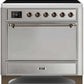 Ilve UMI09QNS3SSB Majestic Ii 36 Inch Electric Freestanding Range In Stainless Steel With Bronze Trim