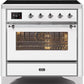 Ilve UMI09NS3WHC Majestic Ii 36 Inch Electric Freestanding Range In White With Chrome Trim