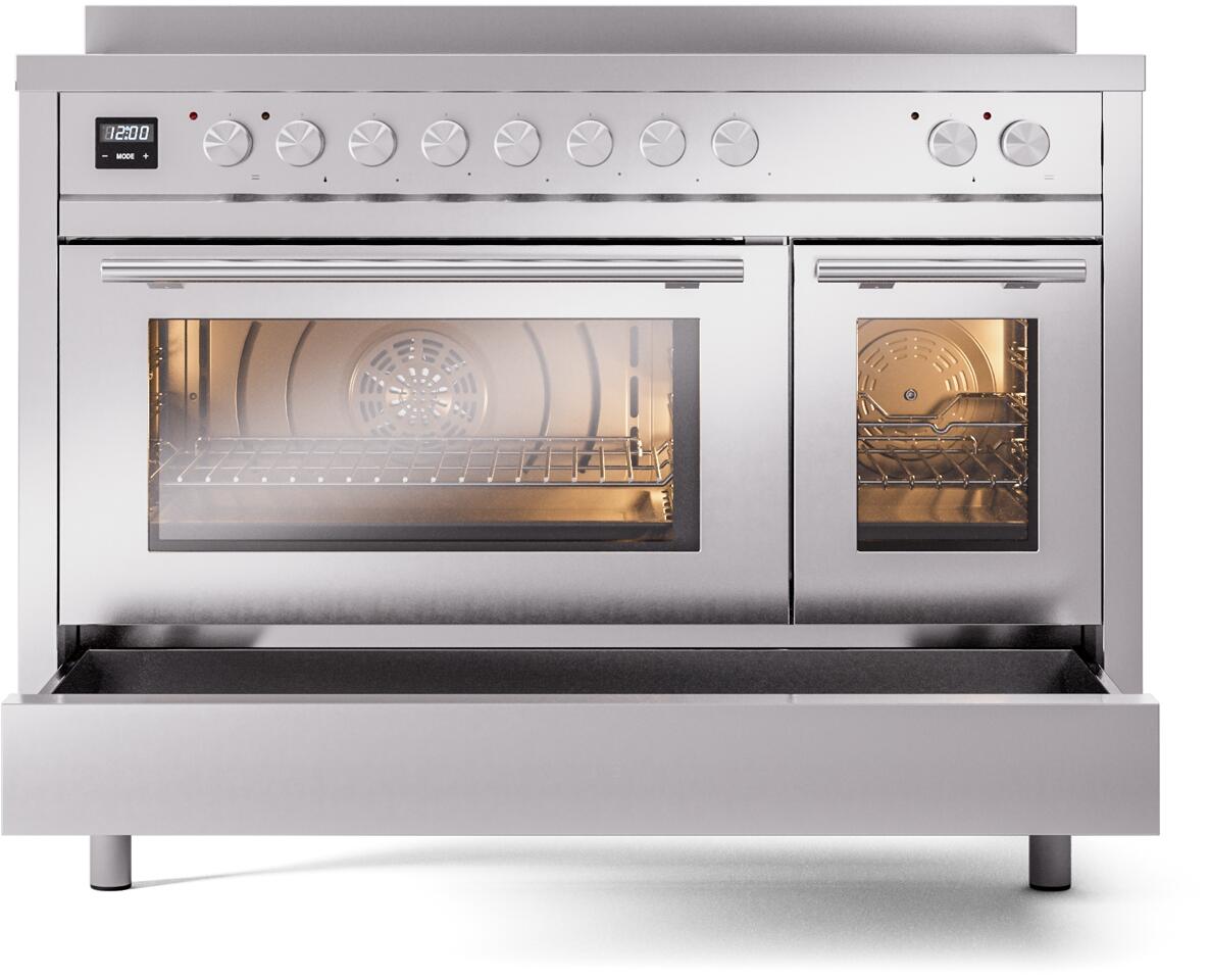 Ilve UPI486WMPSS Professional Plus Ii 48 Inch Electric Freestanding Range In Stainless Steel With Trim