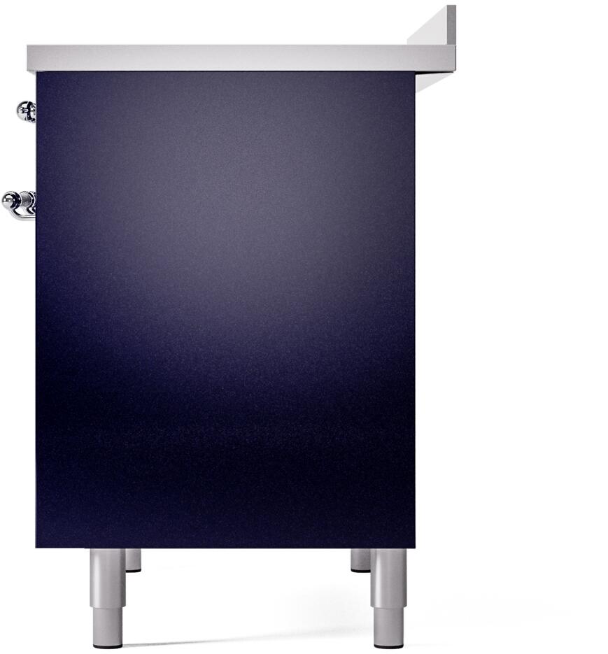 Ilve UPDI406NMPMBC Nostalgie Ii 40 Inch Electric Freestanding Range In Blue With Chrome Trim