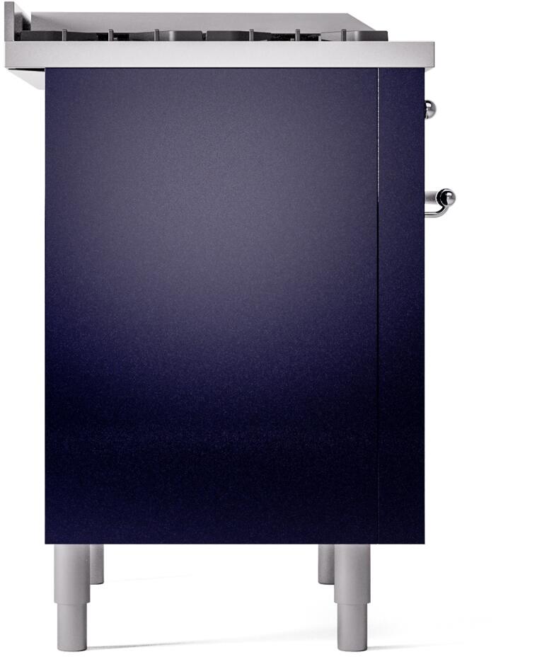 Ilve UP36FNMPMBCLP Nostalgie Ii 36 Inch Dual Fuel Liquid Propane Freestanding Range In Blue With Chrome Trim