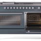 Ilve UP60FSWMPBG Professional Plus Ii 60 Inch Dual Fuel Natural Gas Freestanding Range In Blue Grey With Trim