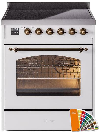 Ilve UPI304NMPRAB Nostalgie Ii 30 Inch Electric Freestanding Range In Ral Custom Color With Bronze Trim