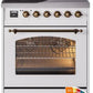 Ilve UPI304NMPRAB Nostalgie Ii 30 Inch Electric Freestanding Range In Ral Custom Color With Bronze Trim