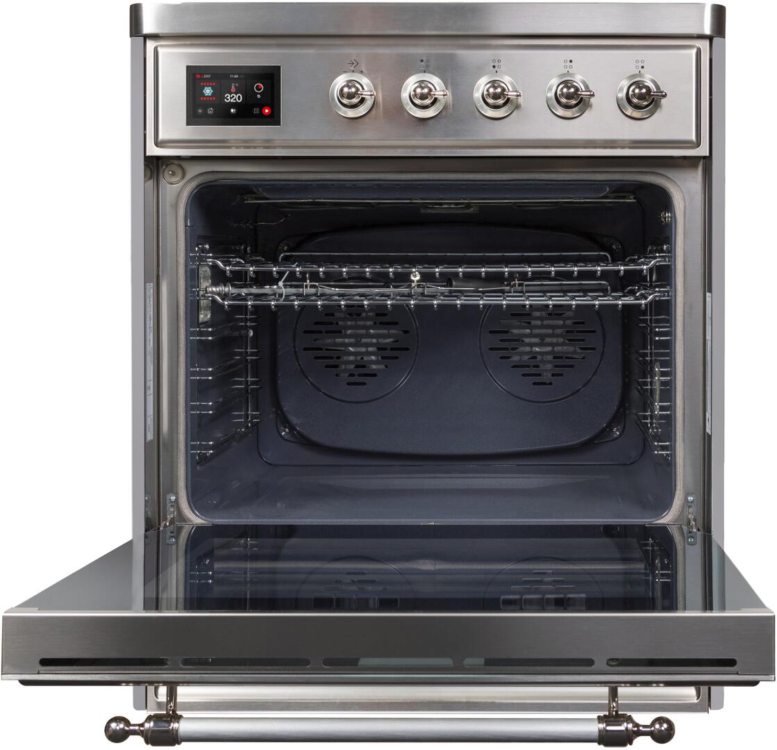 Ilve UMI30NE3SSC Majestic Ii 30 Inch Electric Freestanding Range In Stainless Steel With Chrome Trim