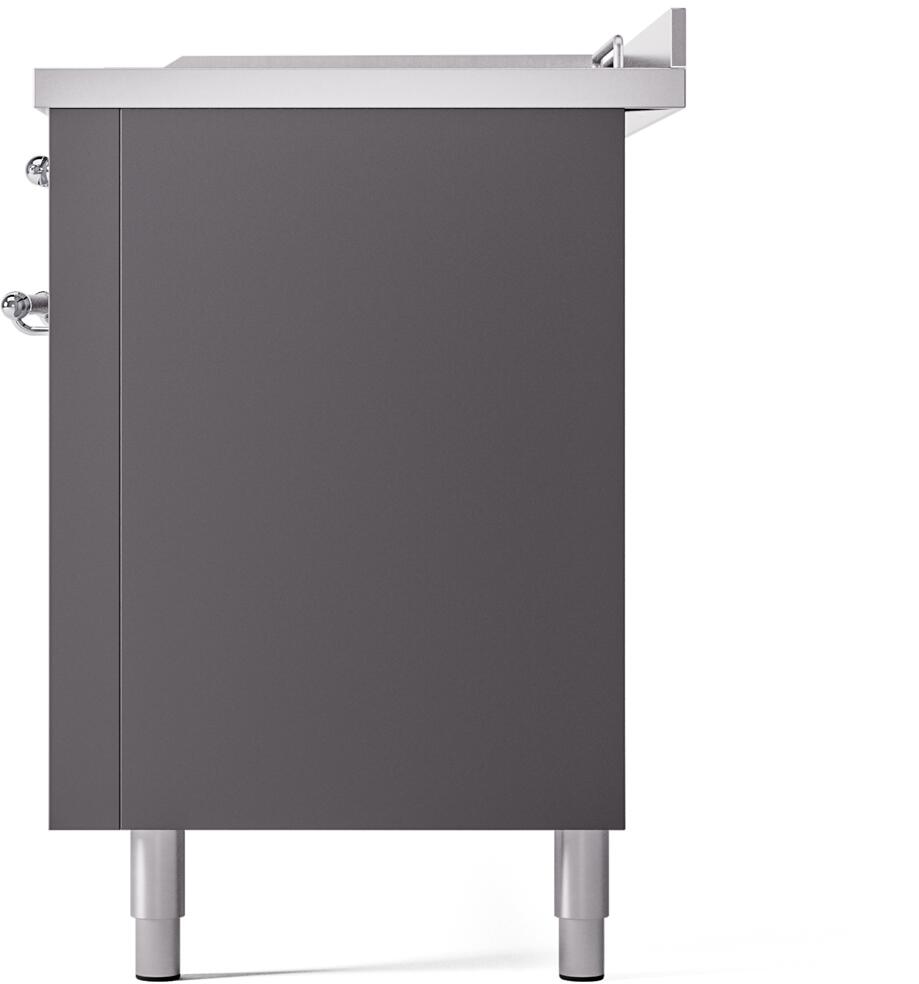 Ilve UP60FSNMPMGC Nostalgie Ii 60 Inch Dual Fuel Natural Gas Freestanding Range In Matte Graphite With Chrome Trim