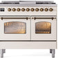 Ilve UPD40FNMPAWBLP Nostalgie Ii 40 Inch Dual Fuel Liquid Propane Freestanding Range In Antique White With Bronze Trim