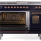 Ilve UP48FSNMPMBP Nostalgie Ii 48 Inch Dual Fuel Natural Gas Freestanding Range In Blue With Copper Trim