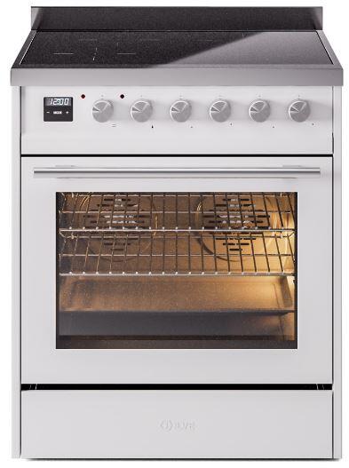 Ilve UPI304WMPWH Professional Plus Ii 30 Inch Electric Freestanding Range In White With Trim