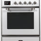 Ilve UMI30NE3WHC Majestic Ii 30 Inch Electric Freestanding Range In White With Chrome Trim