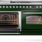 Ilve UP60FSNMPEGC Nostalgie Ii 60 Inch Dual Fuel Natural Gas Freestanding Range In Emerald Green With Chrome Trim