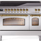 Ilve UPI486NMPSSG Nostalgie Ii 48 Inch Electric Freestanding Range In Stainless Steel With Brass Trim