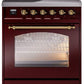 Ilve UPI304NMPBUG Nostalgie Ii 30 Inch Electric Freestanding Range In Burgundy With Brass Trim