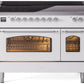 Ilve UPI486NMPWHC Nostalgie Ii 48 Inch Electric Freestanding Range In White With Chrome Trim