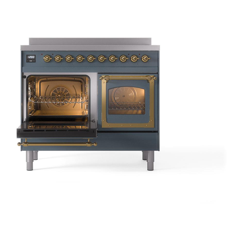 Ilve UNDI406NMPBGG Ilve Undi406Nmpbgg Nostalgie Ii Noblesse 40" Induction Range (Triple Glass Door, Blue Grey, Brass)