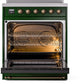 Ilve UPI304NMPEGB Nostalgie Ii 30 Inch Electric Freestanding Range In Emerald Green With Bronze Trim