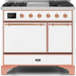 Ilve UMD10FDQNS3WHPLP Majestic Ii 40 Inch Dual Fuel Liquid Propane Freestanding Range In White With Copper Trim