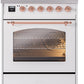 Ilve UPI304NMPWHP Nostalgie Ii 30 Inch Electric Freestanding Range In White With Copper Trim