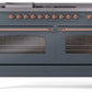 Ilve UP60FSNMPBGPLP Nostalgie Ii 60 Inch Dual Fuel Liquid Propane Freestanding Range In Blue Grey With Copper Trim