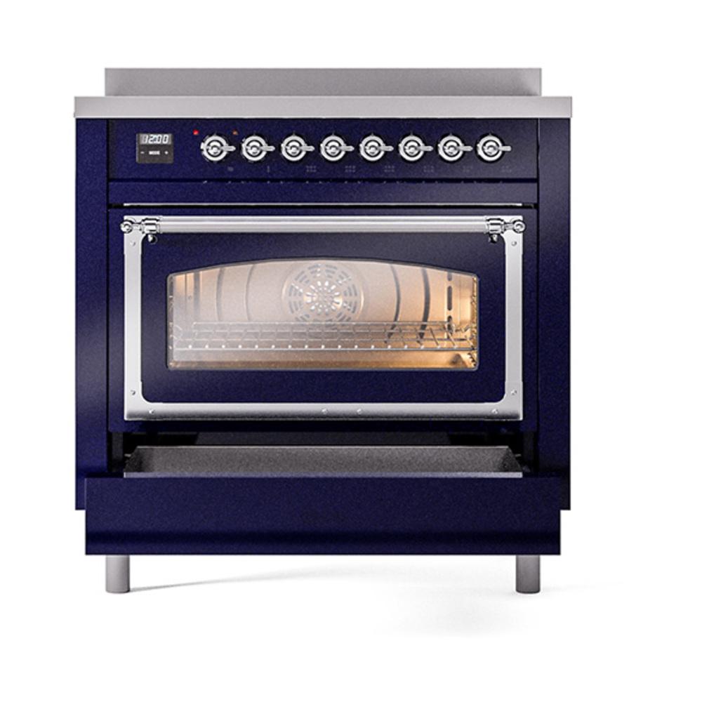 Ilve UNI366NMPMBC Ilve Uni366Nmpmbc Nostalgie Ii Noblesse 36" Induction Range (Triple Glass Door, Midnight Blue, Chrome)