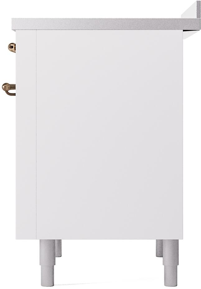 Ilve UPI366NMPWHB Nostalgie Ii 36 Inch Electric Freestanding Range In White With Bronze Trim