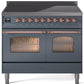 Ilve UPDI406NMPBGP Nostalgie Ii 40 Inch Electric Freestanding Range In Blue Grey With Copper Trim