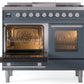 Ilve UPD40FWMPBG Professional Plus Ii 40 Inch Dual Fuel Natural Gas Freestanding Range In Blue Grey With Trim