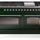 Ilve UP60FNMPEGC Nostalgie Ii 60 Inch Dual Fuel Natural Gas Freestanding Range In Emerald Green With Chrome Trim