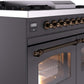 Ilve UPD40FNMPMGB Nostalgie Ii 40 Inch Dual Fuel Natural Gas Freestanding Range In Matte Graphite With Bronze Trim