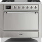 Ilve UM09FDQNS3SSC Majestic Ii 36 Inch Dual Fuel Natural Gas Freestanding Range In Stainless Steel With Chrome Trim