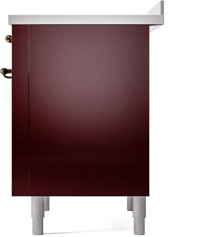 Ilve UPI366NMPBUB Nostalgie Ii 36 Inch Electric Freestanding Range In Burgundy With Bronze Trim