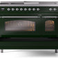 Ilve UP48FSNMPEGCLP Nostalgie Ii 48 Inch Dual Fuel Liquid Propane Freestanding Range In Emerald Green With Chrome Trim